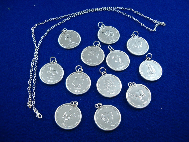 Chinese zodiac goat 925 sterling silver pendant coin Chinese horoscope birthday gift goat pendant gift for women pendant silver