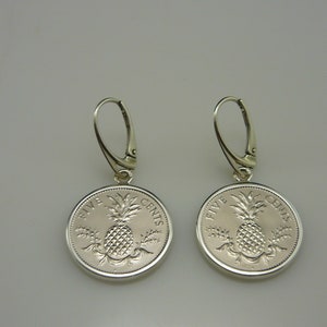 Bahamas 1987 coins earrings copper-nickel coins 925 sterling silver pineapple original jewelry for 18th birthday North America image 6