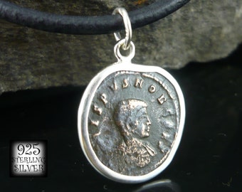 Crispus 317 - 326 Cesare * ciondolo moneta originale in bronzo antico * Impero Romano * argento 925 * 18° compleanno * collana in pelle * regali