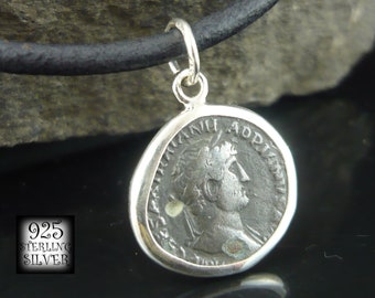 Trajan 98 - 117 Emperor * Pendant coin original silver Roman Empire Denarius * silver 925 * 18th birthday * leather necklace * gifts