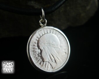 Pendant coin Poland 1933 * sterling silver * gift for 18 birthday * necklace for gift  * natural leather * jewelry with Ag 750 silver coin