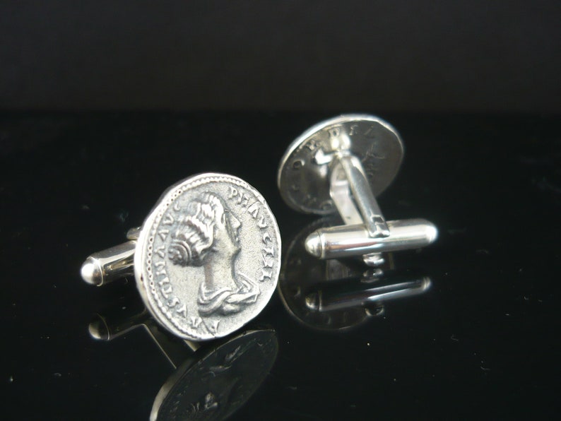 Cufflinks ancient Rome Faustyna denar sterling silver 925 gift for him copy coin birthday gift unique gift cufflinks gift for husband