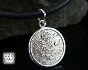 Great Britain coin pendant * 925 silver * copper-nickel coin * leather necklace * queen * hand made jewelry * for 18th birthday