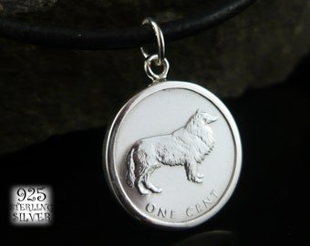 Cook island coin pendant * silver 925 * 18th birthday * leather necklace * chain * coin original aluminum * border collie * hand made