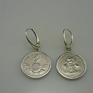 Bahamas 1987 coins earrings copper-nickel coins 925 sterling silver pineapple original jewelry for 18th birthday North America image 4