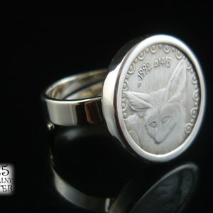 Algeria coin ring * 925 sterling silver * original aluminum coin * for birthday * adjustable ring * desert fennec * fox