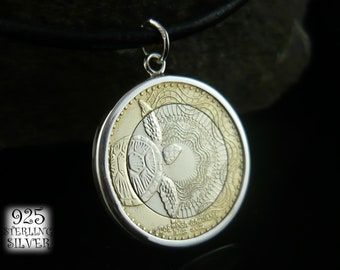 Wisiorek moneta Kolumbia 2017 * srebro Ag 925 * wisiorek żółw Karetta * moneta oryginalna bimetal * na 18 urodziny * biżuteria hand made