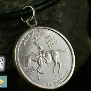 Pendant coin US Delaware state * 925 sterling silver * 18th birthday * gift for women * gift for men * jewelry hand made *necklace with coin