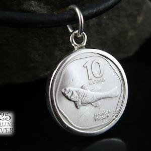 Pendant coin Asia Philippines 1983 * 925 sterling silver * gift birthday * gift for women *gift pendant *silver jewelry * necklace coin