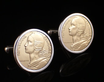 Cufflinks France,925 sterling silver,gift for him,gift for husband,for a birthday,cufflinks handmade,cufflinks coin,gift for her