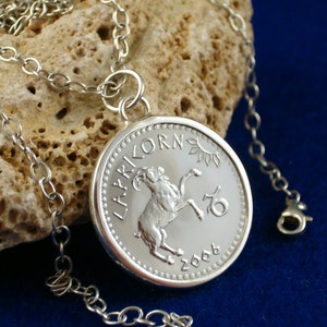 Steinbock Sternzeichen 925 Sterling Silber Anhänger Münze Horoskop geschenk Anhänger Steinbock Geschenk für Frauen Silber Pedant Schmuck
