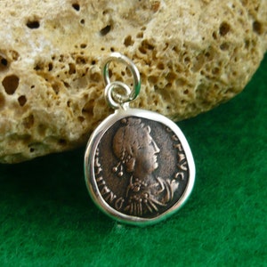 Arkadiusz 383-408 emperor pendant coin original antique bronze Roman Empire silver 925 18th birthday leather necklace image 7