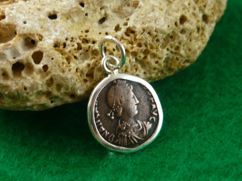 Arkadiusz 383-408 emperor pendant coin original antique bronze Roman Empire silver 925 18th birthday leather necklace image 7