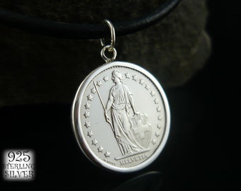 Pendant coin Switzerland 1987 * 925 sterling silver * for birthday * gift for women * gift pendant * copper-nickel coin *necklace with coin
