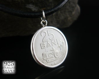 Pendant coin Romania 1966 * 925 sterling silver * birthday gift * gift for women * gift pendant * jewelry original *necklace with coin