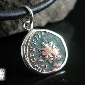 Tetricus I Emperor * Pendant antique coin * Roman Empire * 925 silver * 18th birthday * leather necklace * bronze coin original