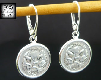 Australia 1976 coins earrings * copper-nickel coins * 925 sterling silver * hand made * original jewelry * for 18th birthday * hedgehog * queen