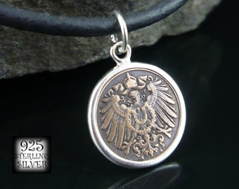 Pendant coin of Germany 1900 * sterling silver * gift for 18 birthday * gift for friend * necklace leather * jewelry coins original