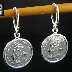 Bahamas 1987 coins earrings copper-nickel coins 925 sterling silver pineapple original jewelry for 18th birthday North America image 2