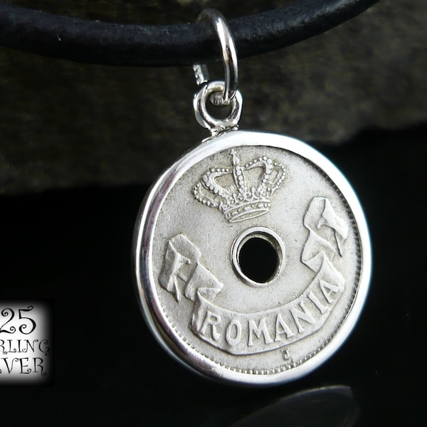 Pendant coin Romania 1906 * 925 sterling silver * 18th birthday * gift for women * gift pendant * copper-nickel coin *necklace with coin