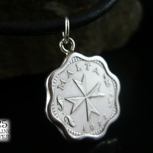 Malta coin pendant 1972 * silver Ag 925 * original coin aluminum * Maltese cross * for 72nd birthday * hand made jewelry