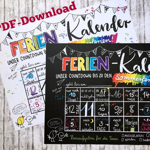 Countdown Ferien Kalender Sommerferien zum Download