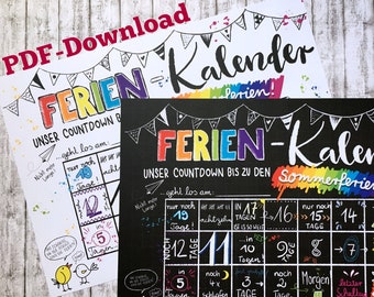 Countdown Ferien Kalender Sommerferien zum Download