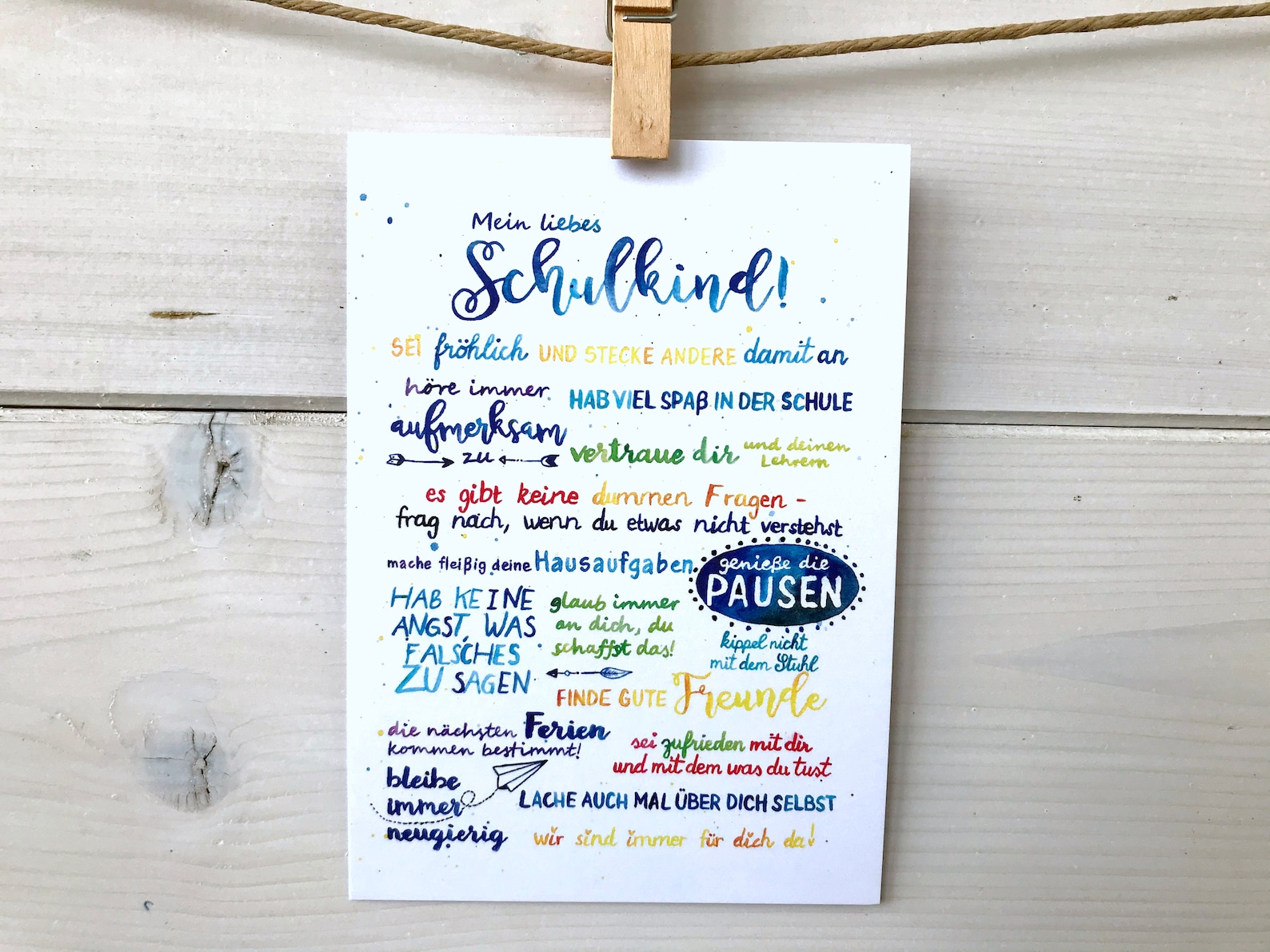 Postkarte Mein liebes Schulkind für den 1. Schultag Etsy.de