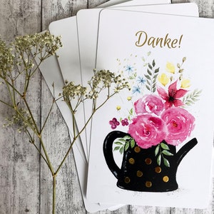 Carte postale « Merci, pour les fleurs » avec feuille d’or