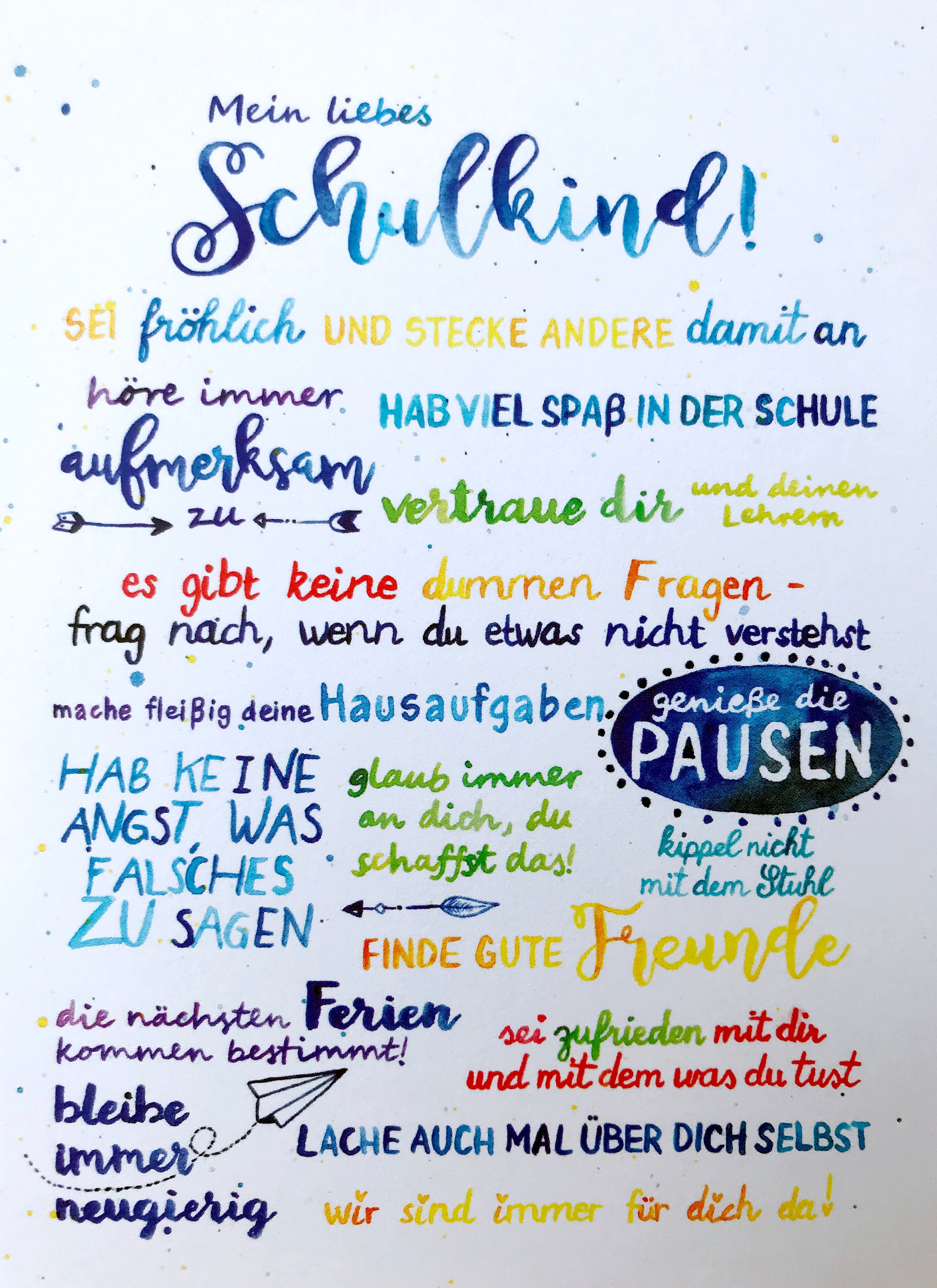 Klappkarte Mein liebes Schulkind für den 1. Schultag Etsy.de