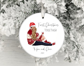 Personalised Couples Christmas Decoration | First Chirstmas | Christmas Eve Box Filler | Ceramic