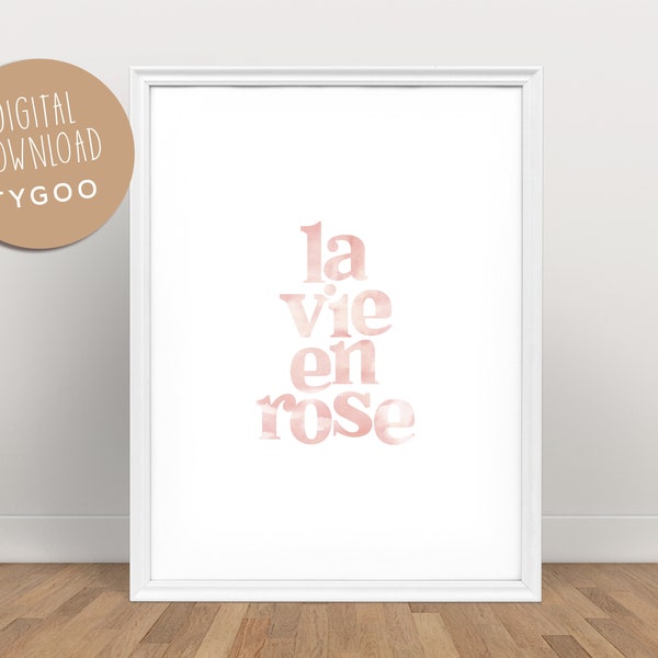 La vie en rose Wall Art, Printable Wall Art, Living room Poster, Bedroom Wall Decor, Pink Prints