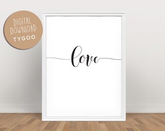 Love Wall Art, Valentines Gift, typography prints, love poster, Printable Love Wall Art Print