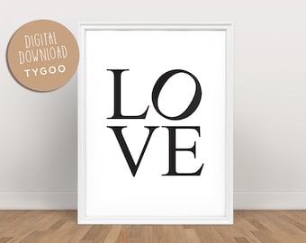 Love Wall Art, Valentines Gift, typography prints, love poster, Printable Wall Art