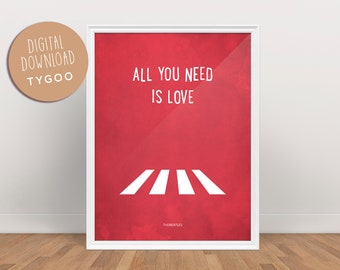 All you need is love, printable beatles poster.