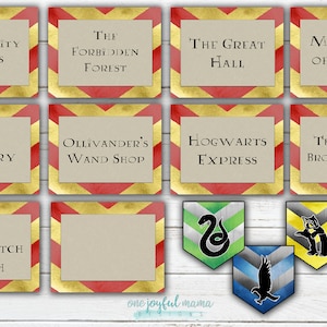 Wizarding World Party Decorations - Printable Party Signs - Magical Wizard House Banners