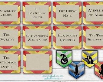 Wizarding World Party Decorations - Printable Party Signs - Magical Wizard House Banners