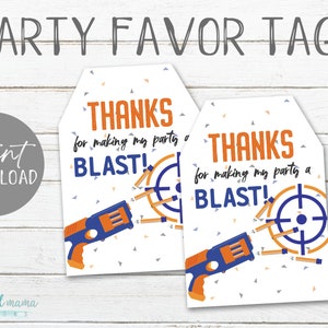 Nerf Birthday Party Favor Tags - Boys Birthday Party - DIY Printable Favors