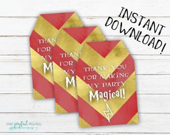 The Chosen One Wizard Birthday Party Favor Tag - Magical Thank You Favor Tag - Instant Download, Print at Home