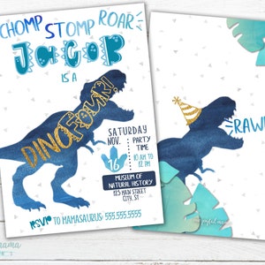Dinosaur Birthday Party Invitation - Dino FOUR - Toddler Boy Birthday Party Theme - Instant Download, Customize & Print at Home