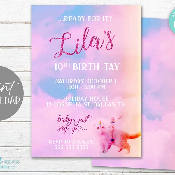 Taylor Swift Themed Birth-tay Party Invitation | Watercolor sky | Lover Inspired | Girl Woman Birthday Party