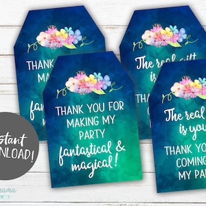 Encanto Magical Birthday Party Favor Tags - Watercolor floral Thank You tag - Kids Birthday Party - Instant Download, Print at Home