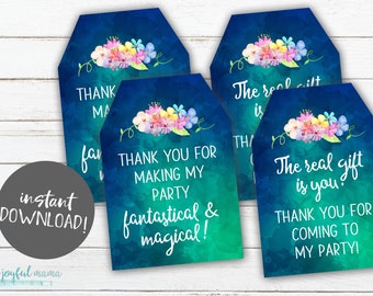 Encanto Magical Birthday Party Favor Tags - Watercolor floral Thank You tag - Kids Birthday Party - Instant Download, Print at Home