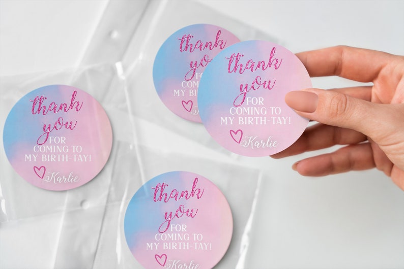 Taylor Swift Birth-tay Party Favor Tags CUSTOMIZABLE Watercolor sky Lover Inspired Favor Labels Goody Bag Tags image 3