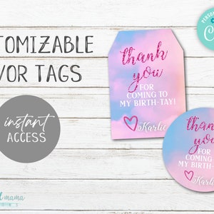 Taylor Swift Birth-tay Party Favor Tags CUSTOMIZABLE Watercolor sky Lover Inspired Favor Labels Goody Bag Tags image 1