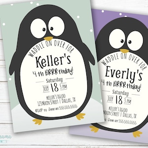 Penguin Birthday Party Invitation - Toddler Boy Girl Birthday Theme - Gender Neutral - DIY - Instant Download, Customize & Print at Home