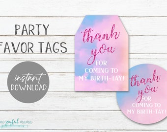 Taylor Swift Birth-tay Party Favor Tags | Watercolor sky | Lover Inspired | Favor Labels | Goody Bag Tags