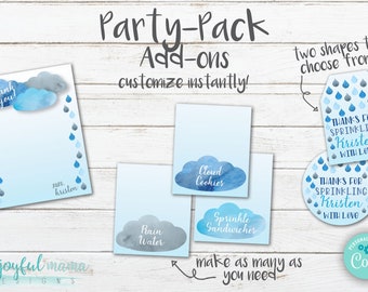 Baby Shower Sprinkle Invitation Set Party Pack ADD-ON - Raindrop Sprinkle Baby Shower Baby Sprinkle Clouds Raindrop Blue