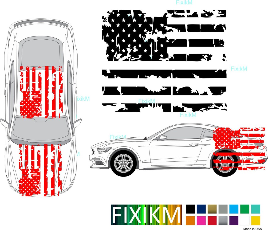 Large AMERICAN FLAG Vinyl Decal Sticker for Hood or Roof ANY Etsy