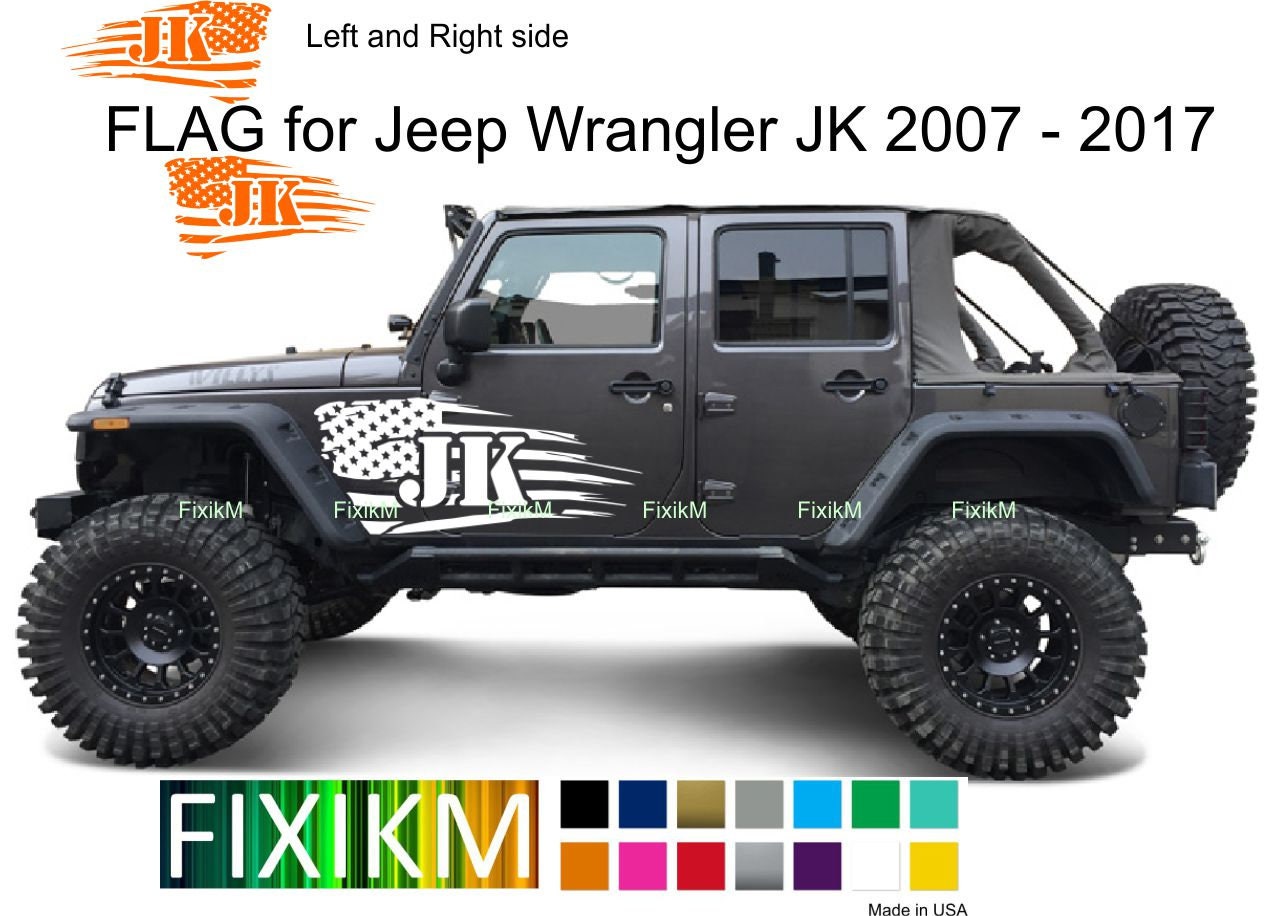 For Jeep Wrangler JK AMERICAN flag vinyl decal body graphics Etsy